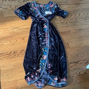 Johnny Was Velvet Wrap Dress